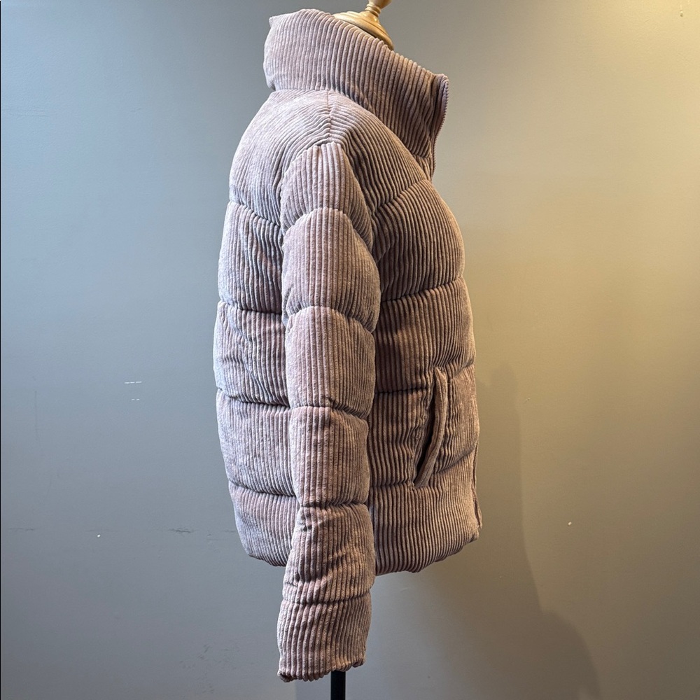 Cozy Corduroy Puffer Jacket Rose Pink Size M - Picture 2 of 7